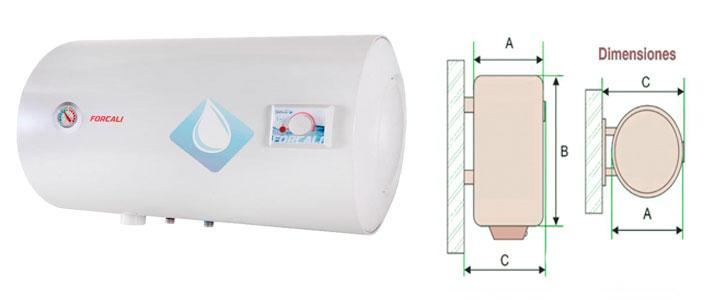 Termo de agua eléctrico horizontal 50 litros Forcali serie Sedna